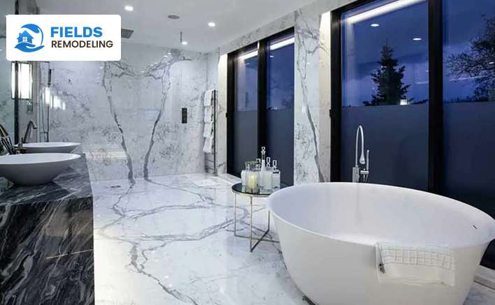 Luxury Bathroom with a Marble Flooring
